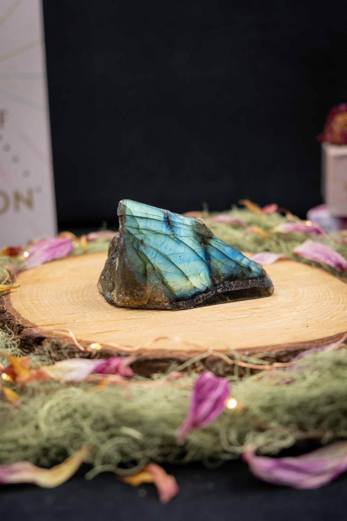 Blue and Gold Labradorite, Part Raw, Part Polished Freeform