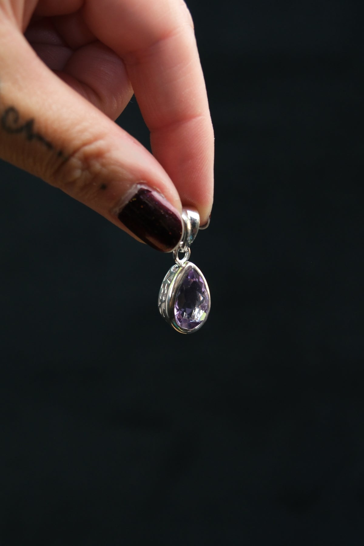 Faceted Amethyst Pear Drop Sterling Silver Pendant