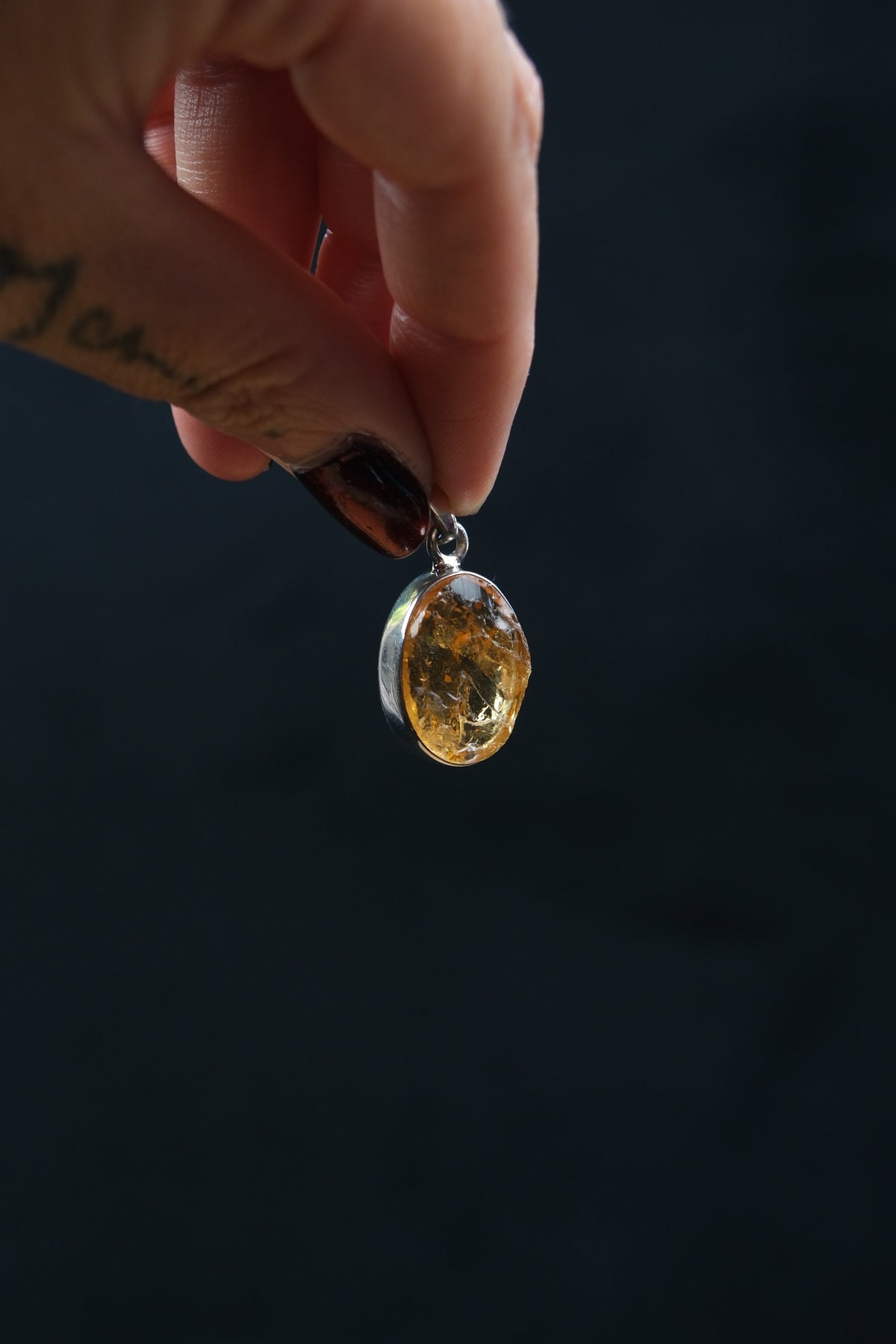 Raw Brazilian Citrine Sterling Silver Pendant