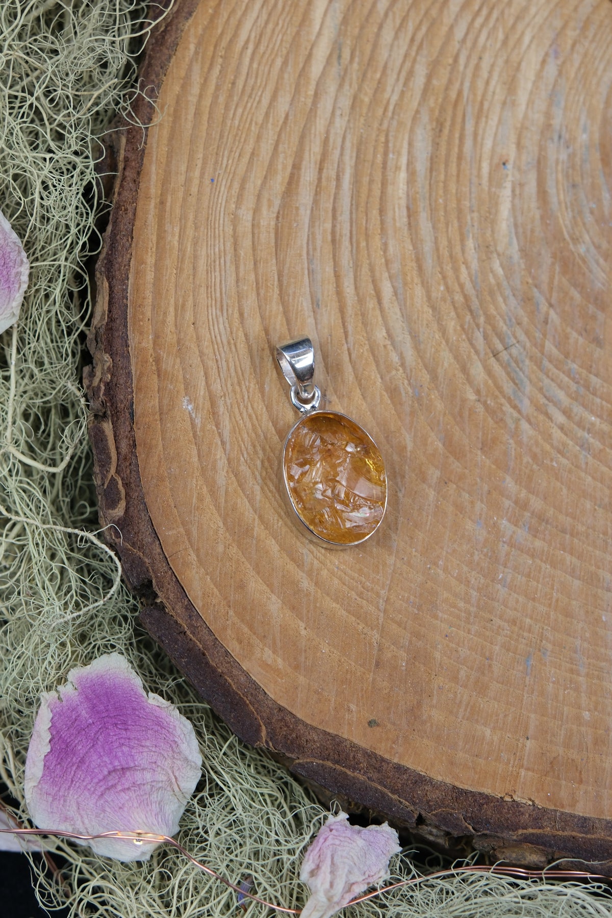 Raw Brazilian Citrine Sterling Silver Pendant