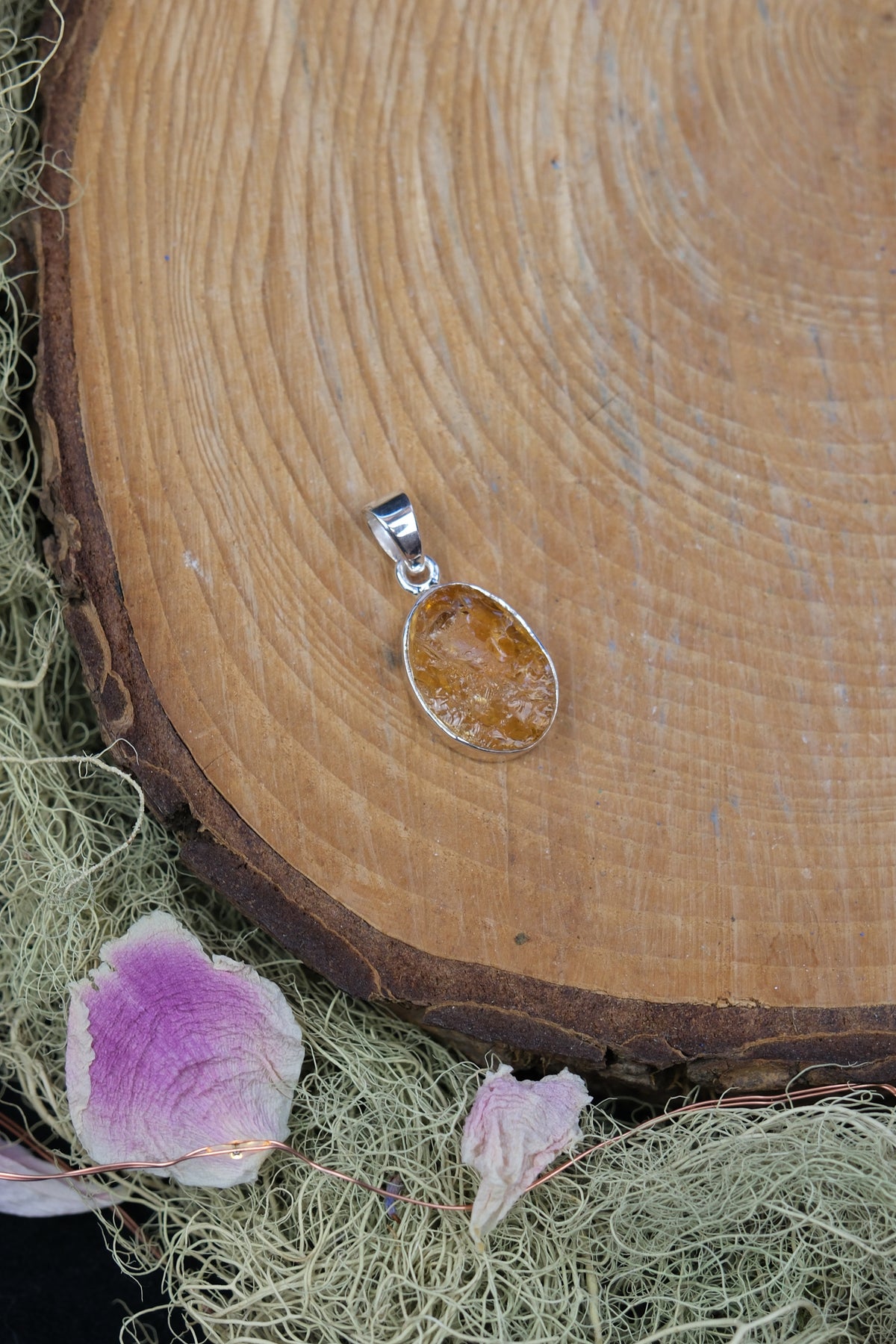 Raw Brazilian Citrine Sterling Silver Pendant