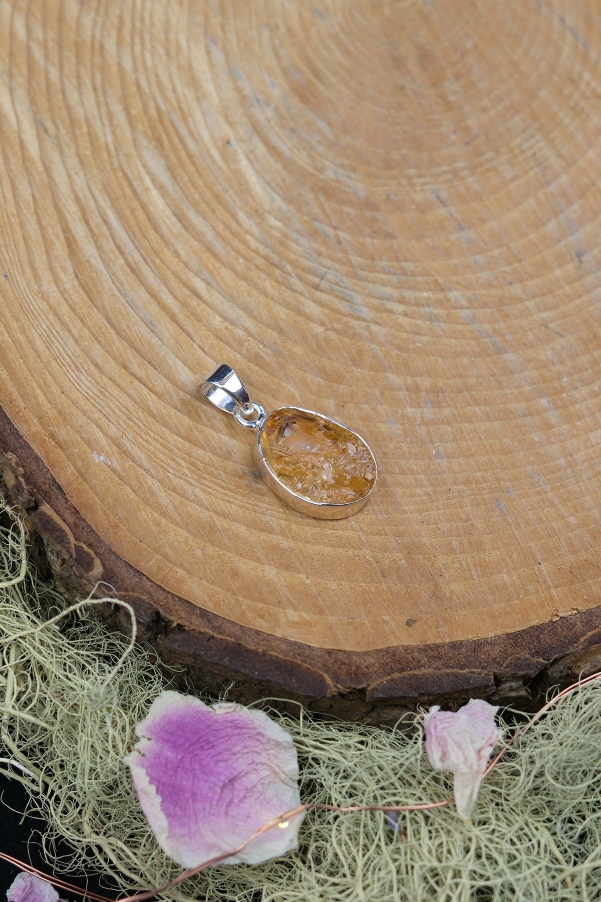 Raw Brazilian Citrine Sterling Silver Pendant