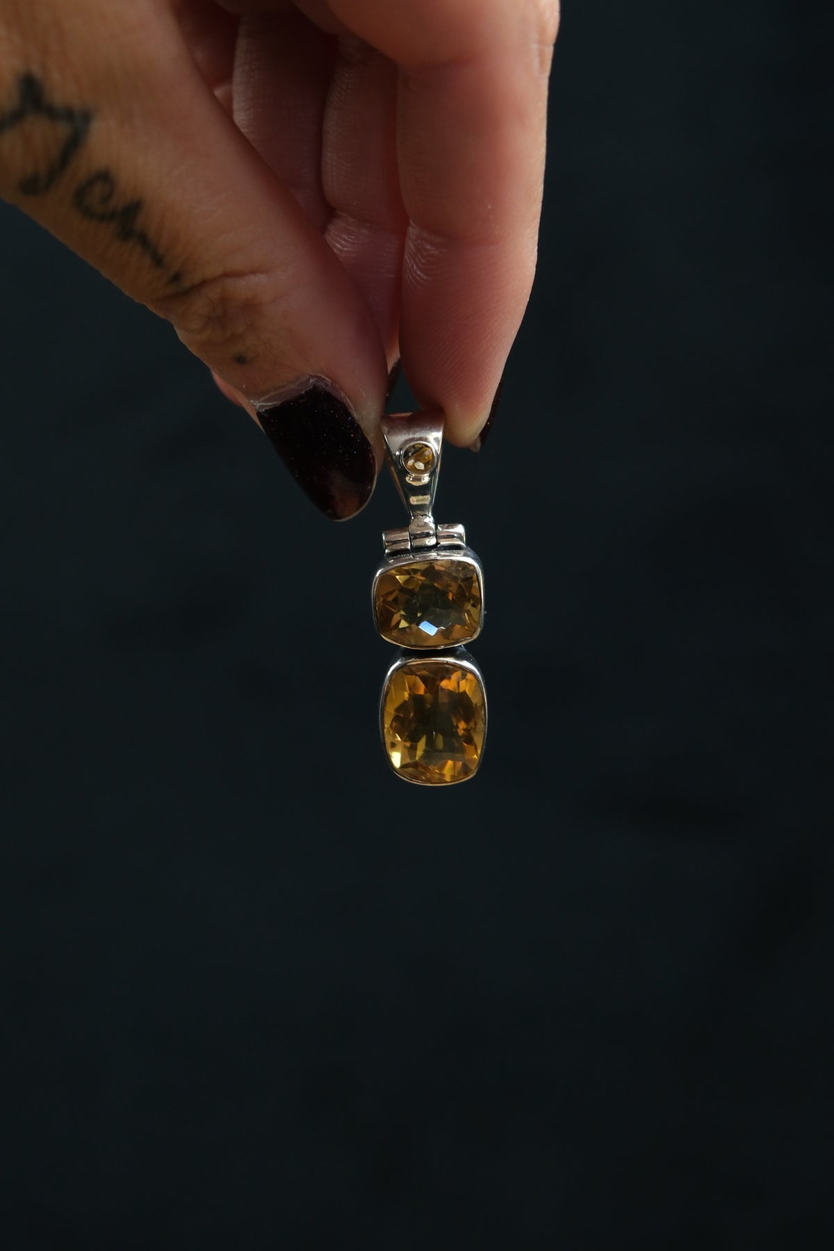 Triple Citrine Sterling Silver Pendant