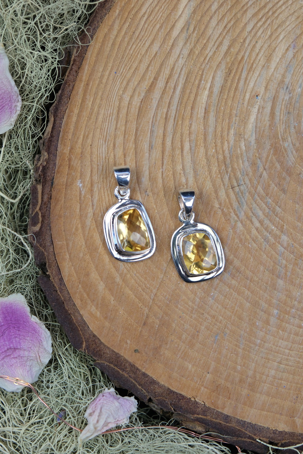Faceted Brazilian Citrine Sterling Silver Pendant