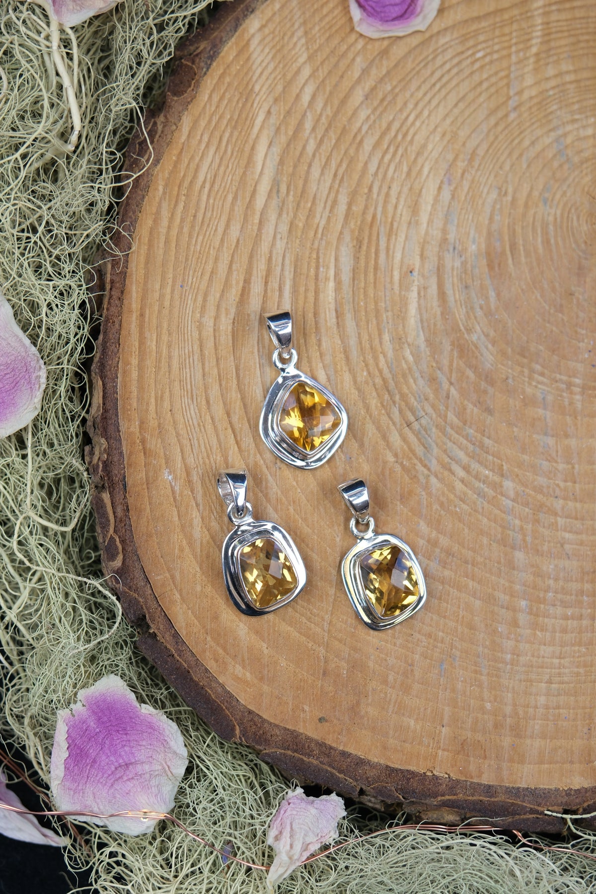 Faceted Brazilian Citrine Sterling Silver Pendant