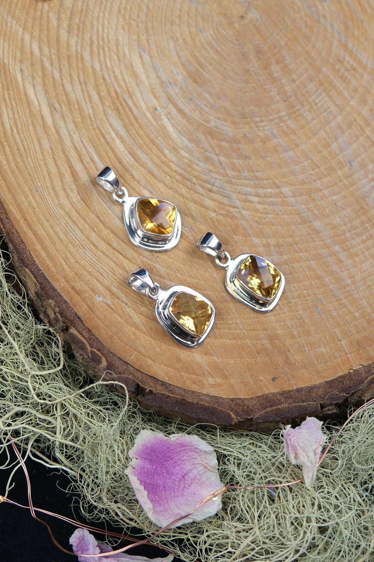 Faceted Brazilian Citrine Sterling Silver Pendant