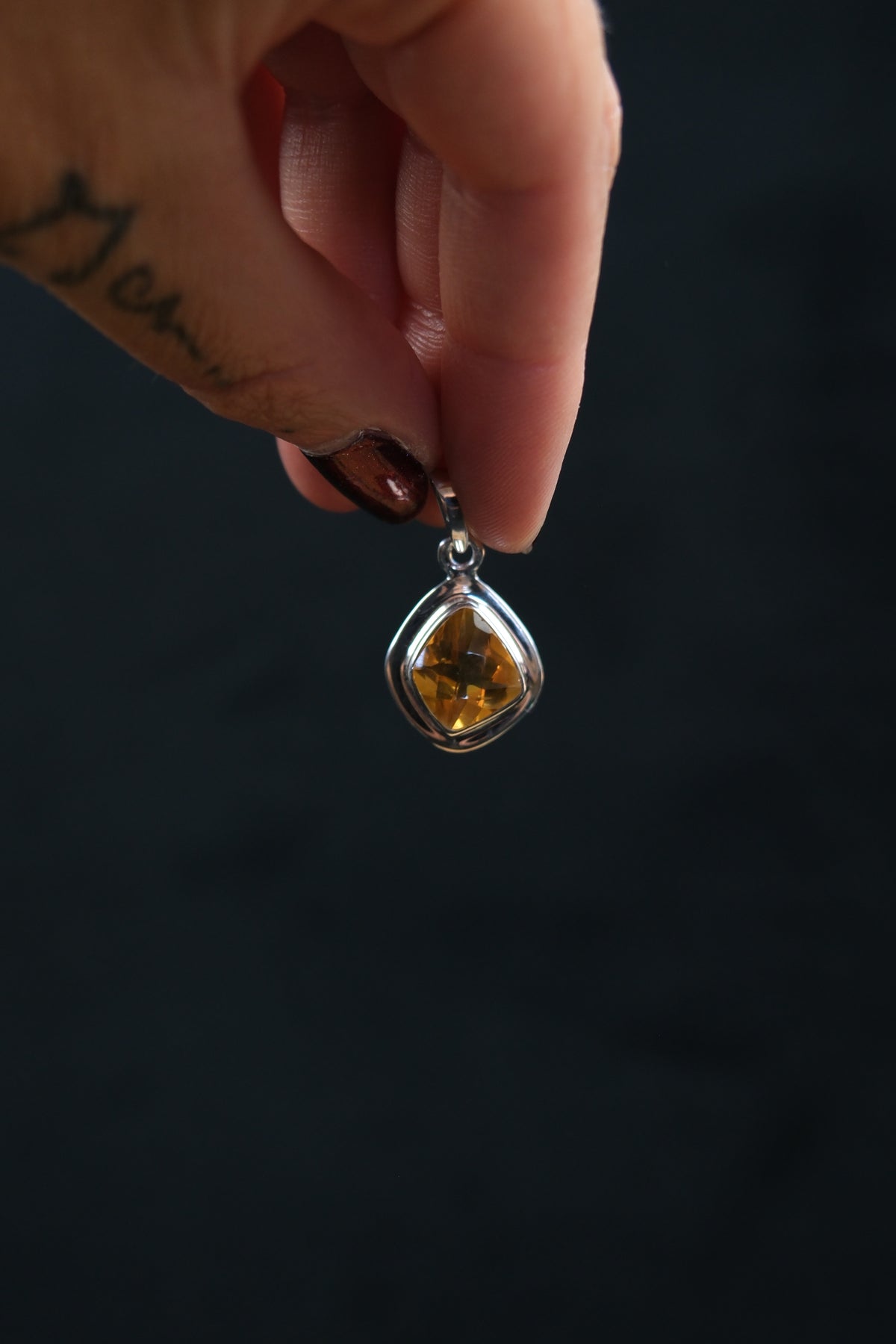 Faceted Brazilian Citrine Sterling Silver Pendant