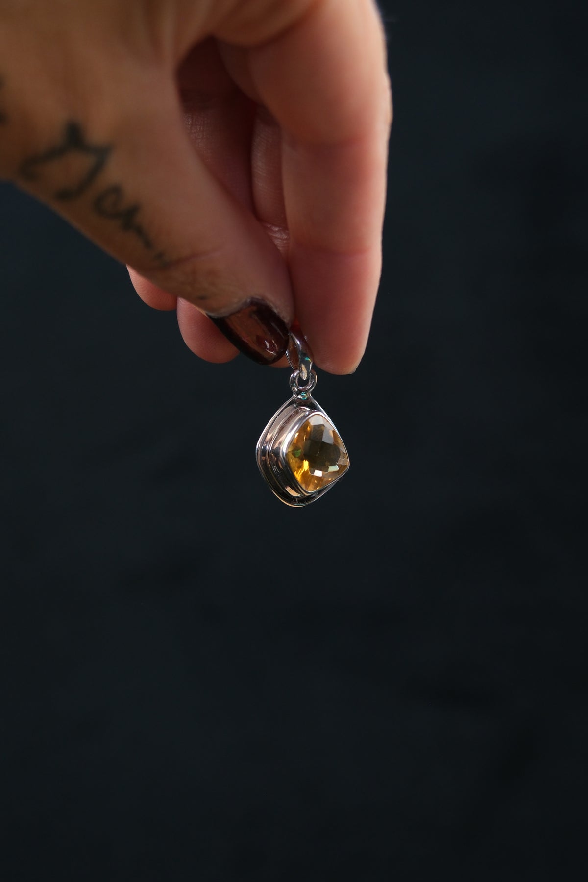Faceted Brazilian Citrine Sterling Silver Pendant