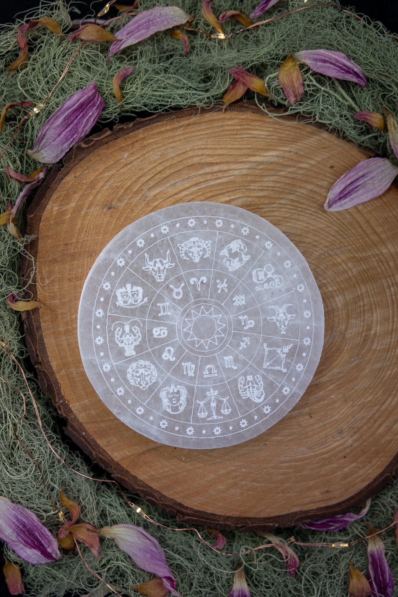 Selenite Crystal Zodiac Charging Plate