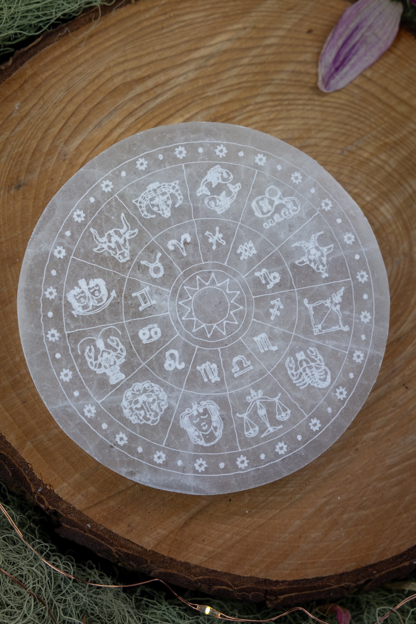 Selenite Crystal Zodiac Charging Plate