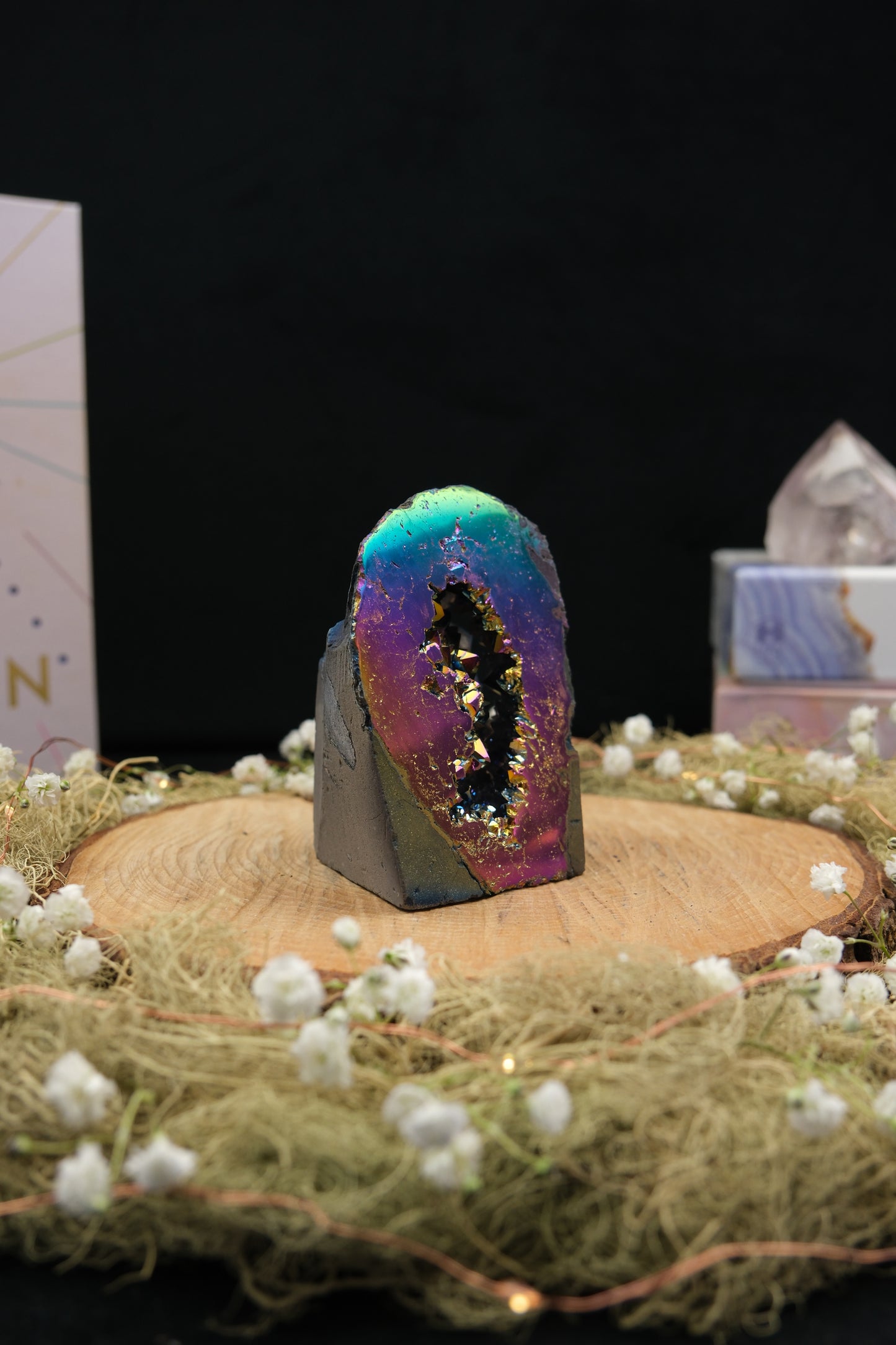 Titanium Aura Amethyst Cut Base