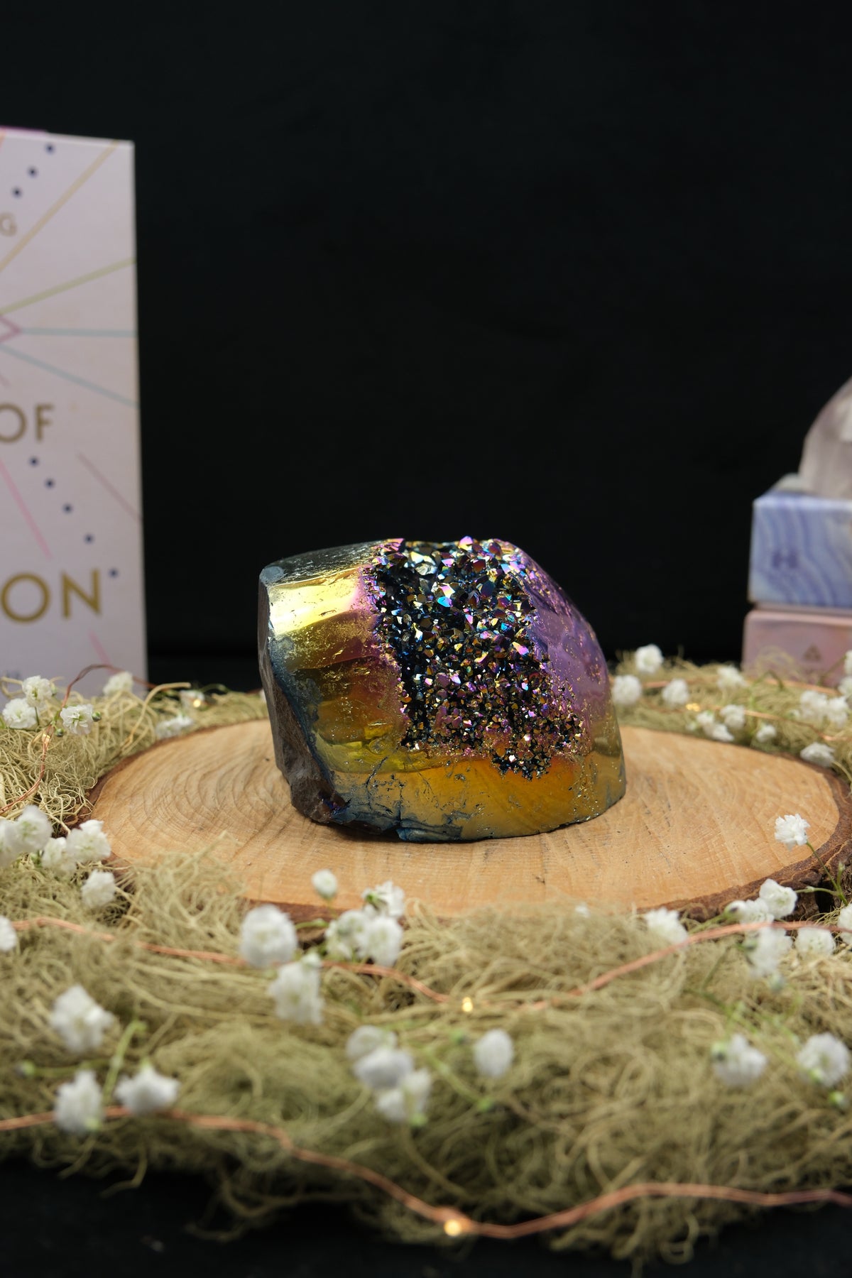 Titanium Aura Amethyst Cut Base Cluster