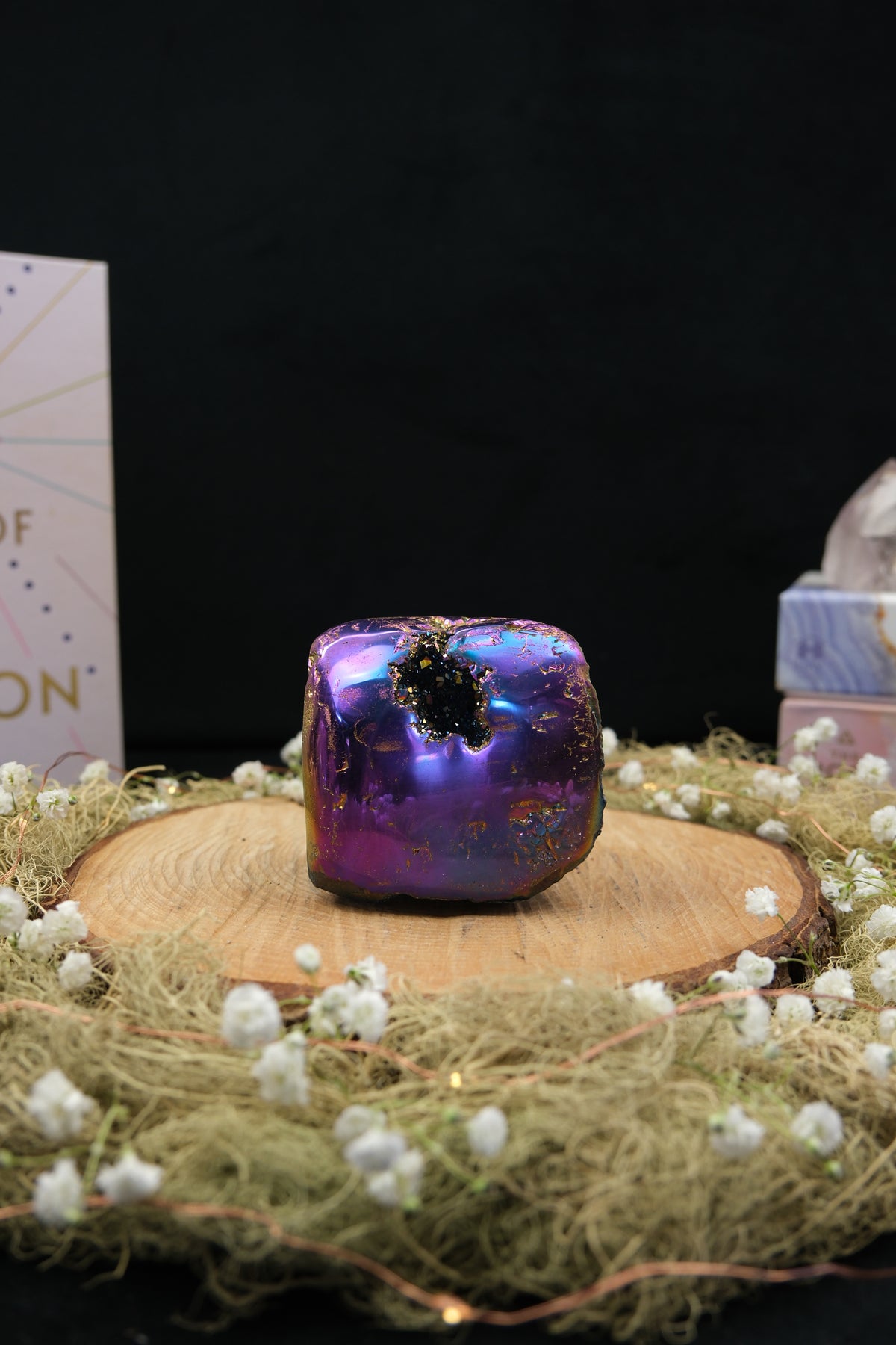 Titanium Aura Amethyst Cut Base Cluster