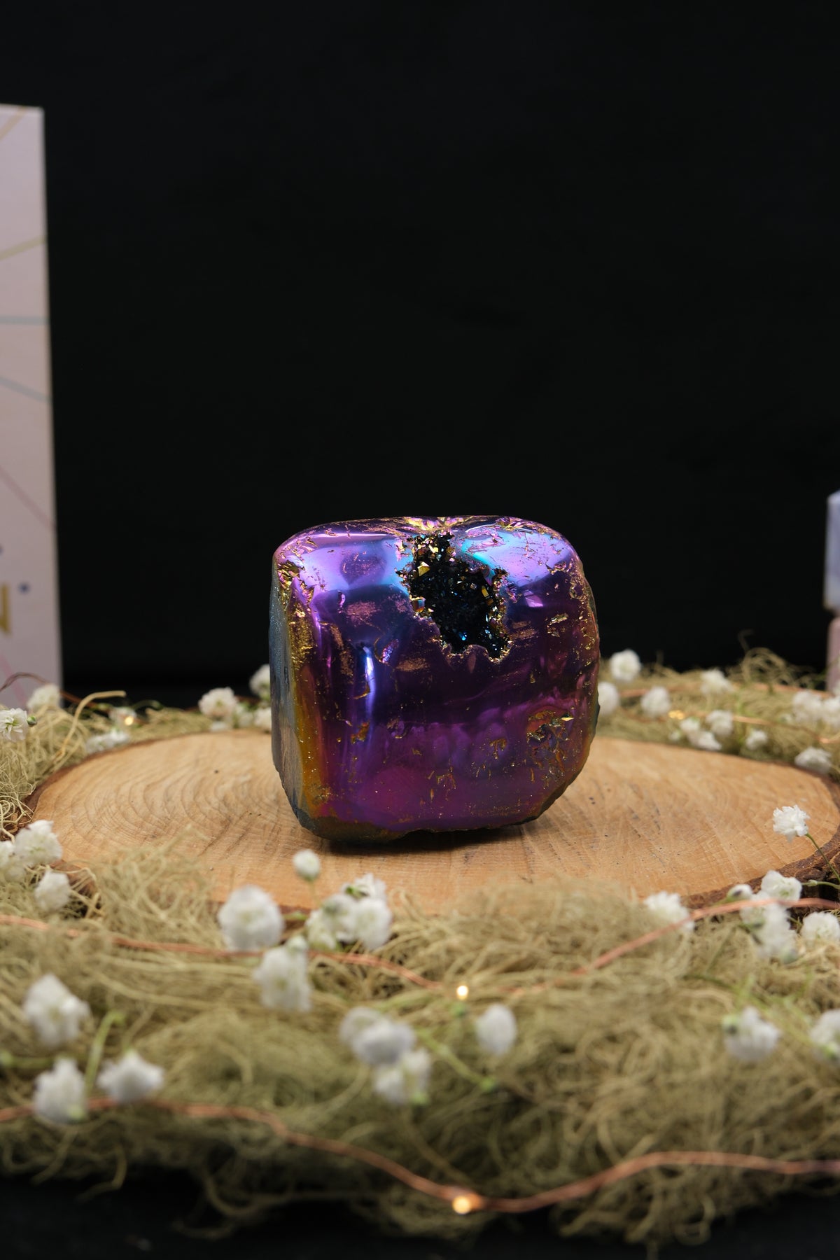 Titanium Aura Amethyst Cut Base Cluster