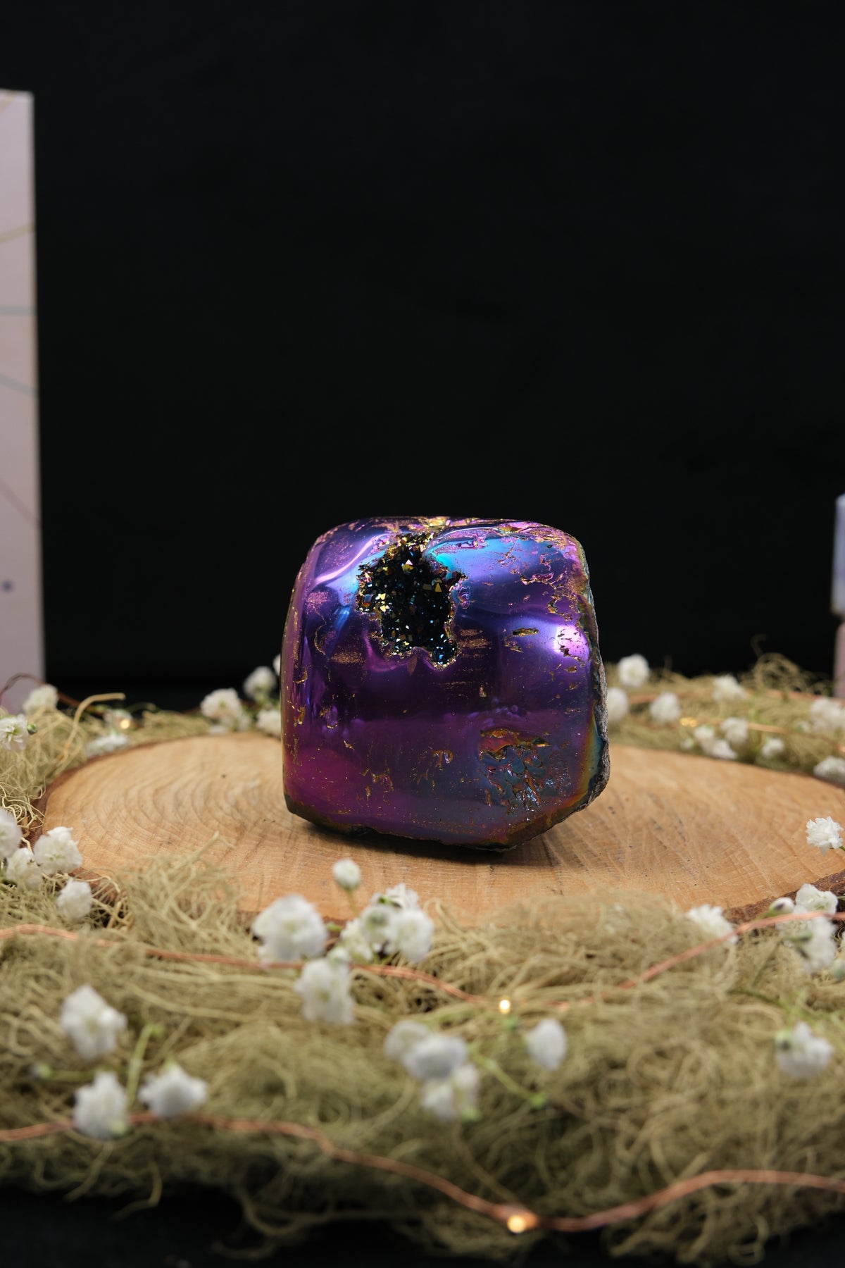Titanium Aura Amethyst Cut Base Cluster
