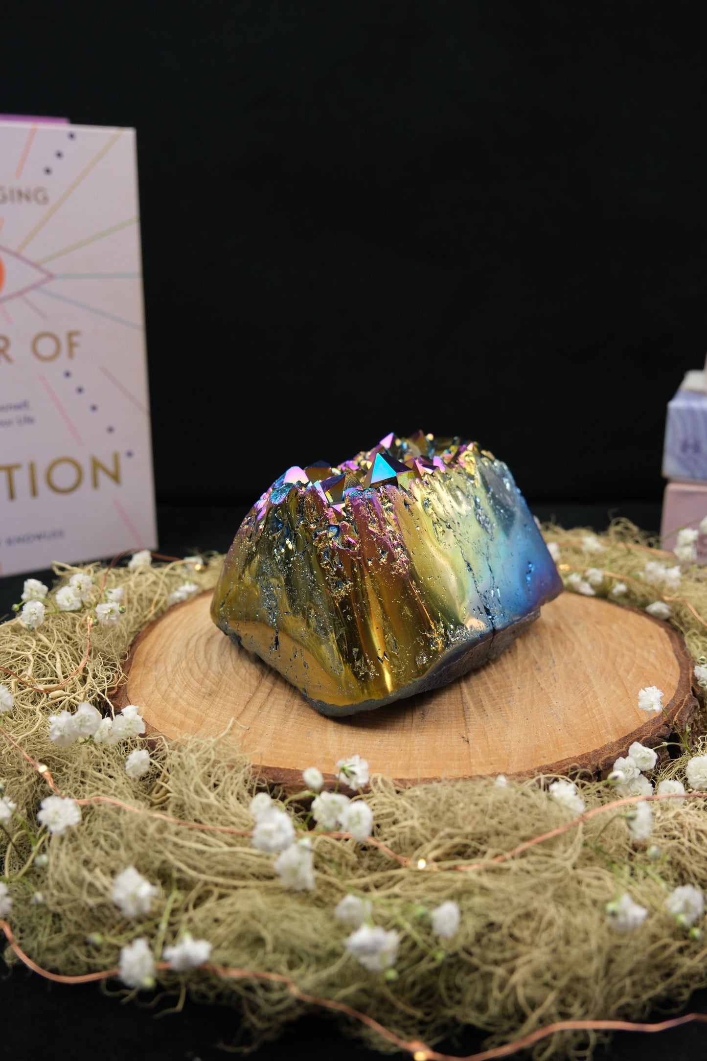 Titanium Aura Amethyst Cut Base Cluster