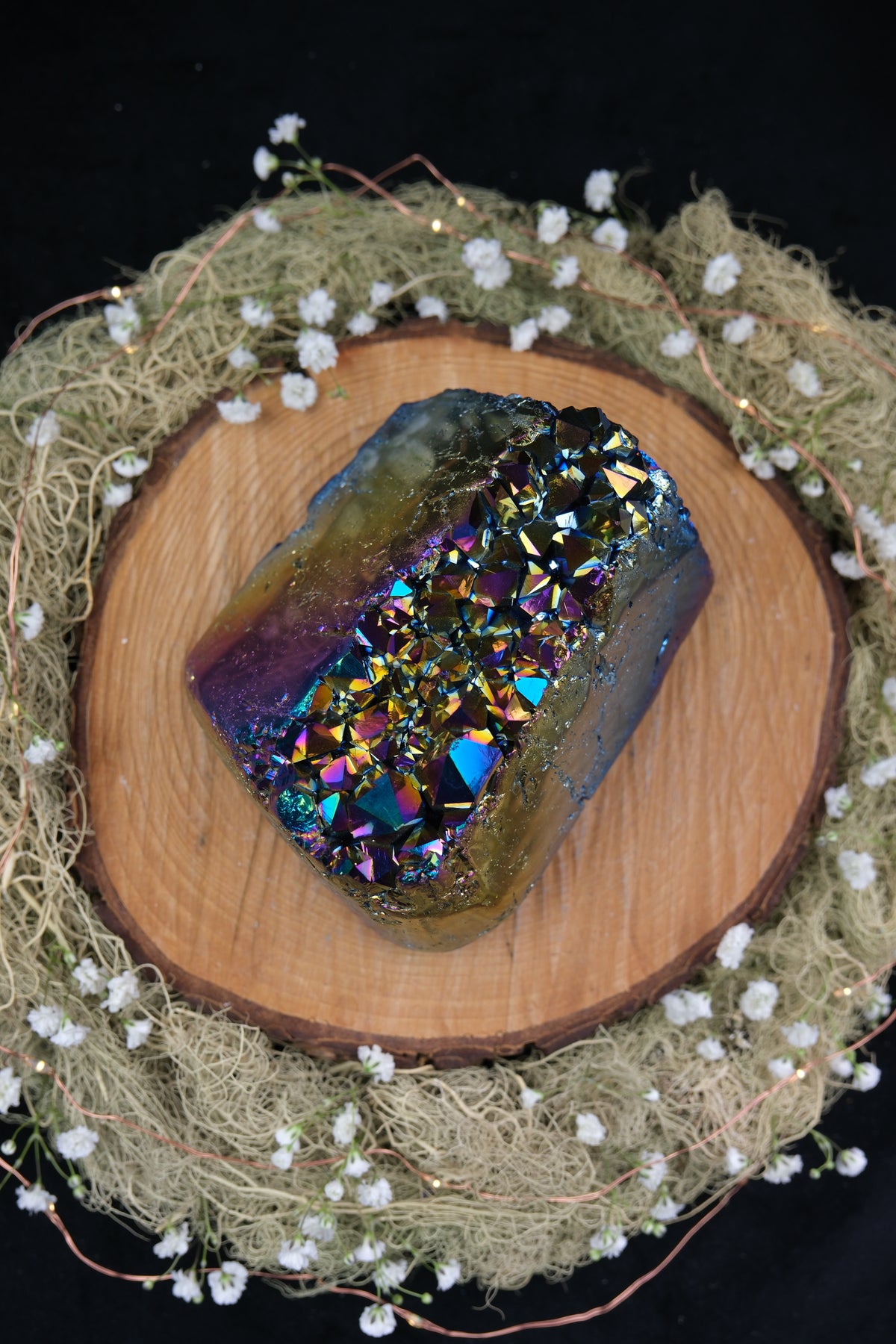 Titanium Aura Amethyst Cut Base Cluster