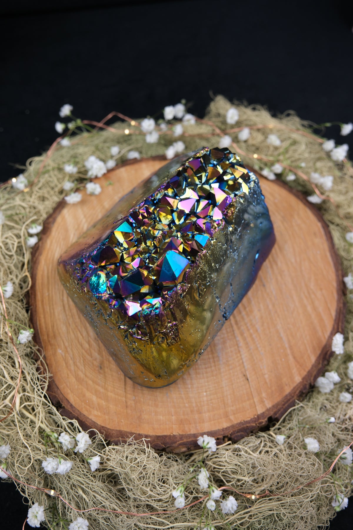 Titanium Aura Amethyst Cut Base Cluster