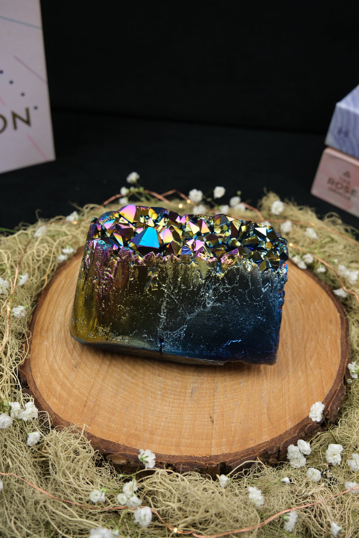 Titanium Aura Amethyst Cut Base Cluster