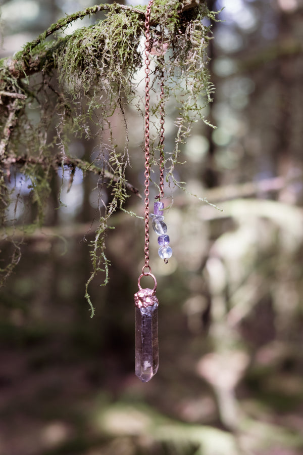 Smoky Quartz Copper Pendulum, Crystal Divination Tool, Dowsing Gemstone Pendulum, Spiritual Healing Stone