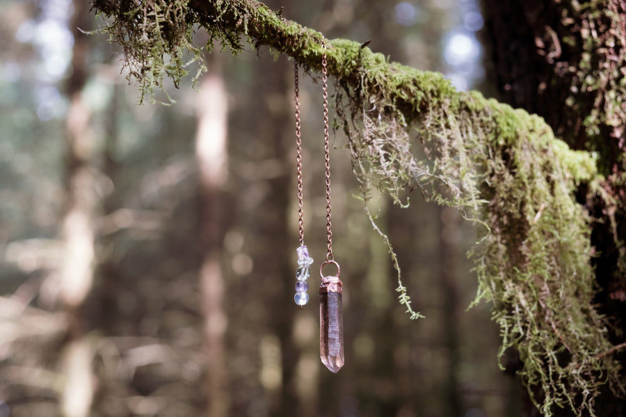 Smoky Quartz Copper Pendulum, Crystal Divination Tool, Dowsing Gemstone Pendulum, Spiritual Healing Stone