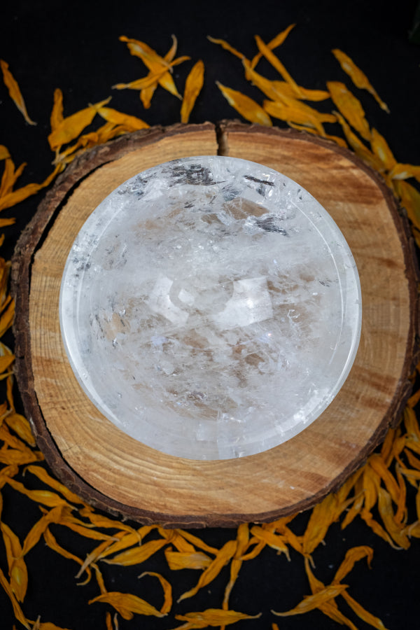 Exceptional Brazilian Quartz Bowl with Rainbows, High Grade Clear Crystal Charging Stone for Jewellery and Healing Work