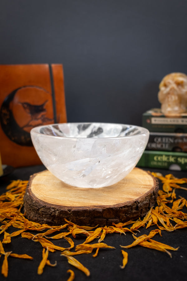 Exceptional Brazilian Quartz Bowl with Rainbows, High Grade Clear Crystal Charging Stone for Jewellery and Healing Work
