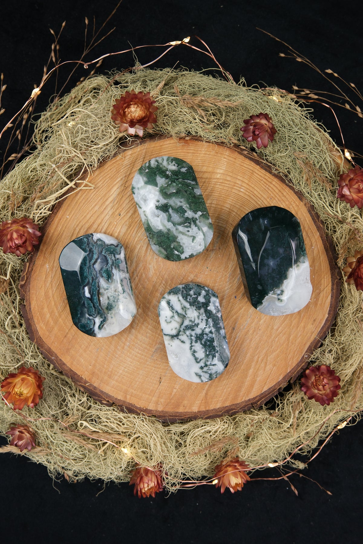 Moss Agate Palm Stone