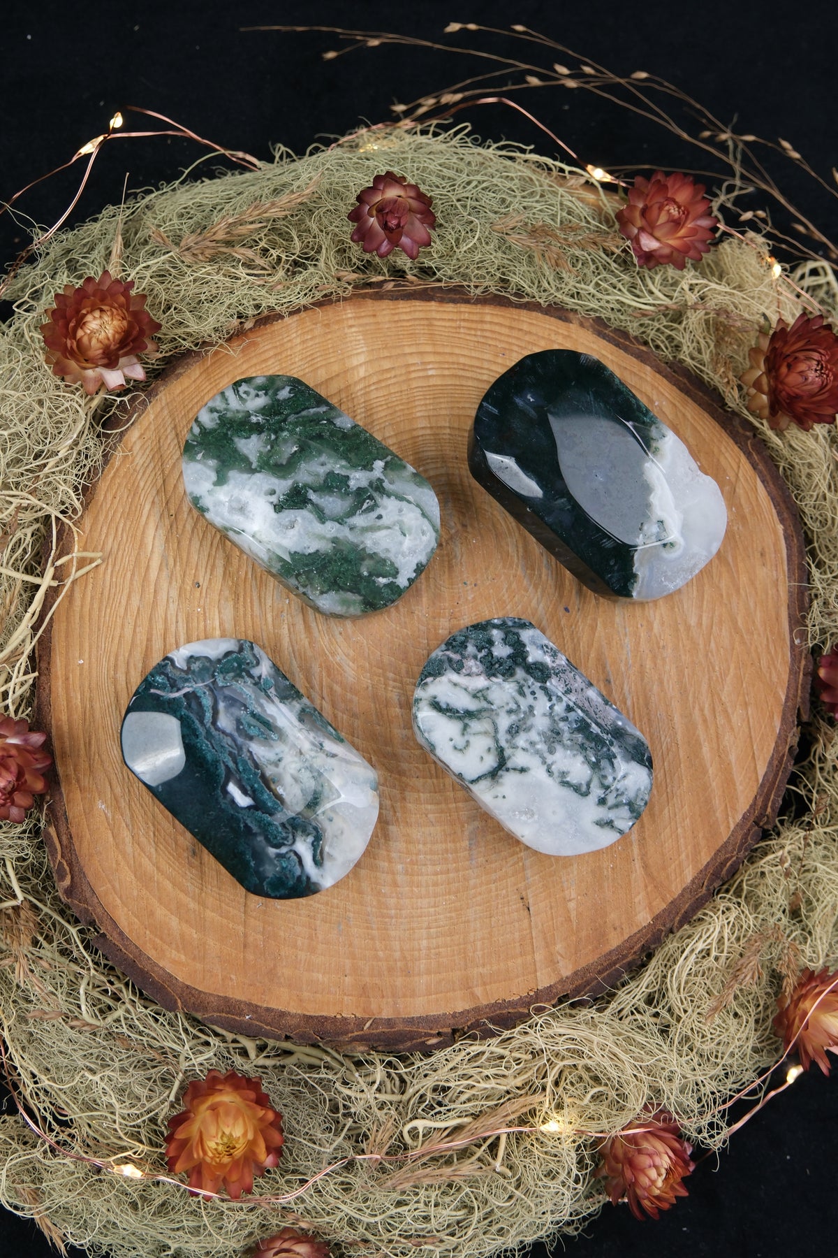 Moss Agate Palm Stone