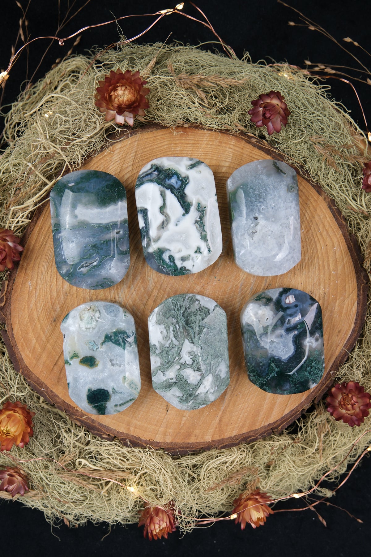 Moss Agate Palm Stone