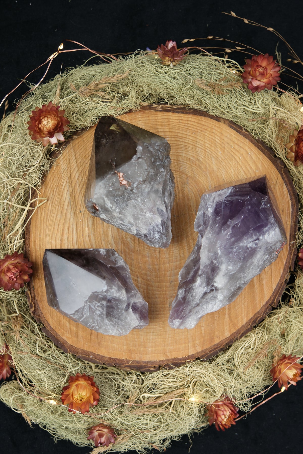 Natural Amethyst & Smokey Quartz Phantom Point