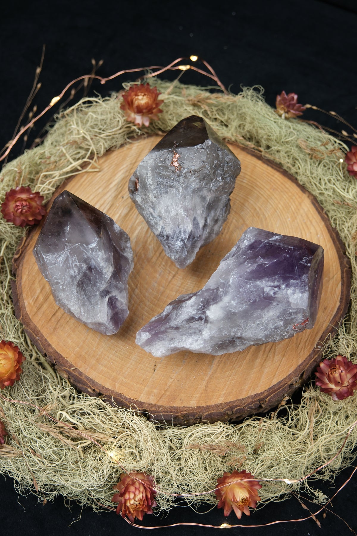 Natural Amethyst & Smokey Quartz Phantom Point