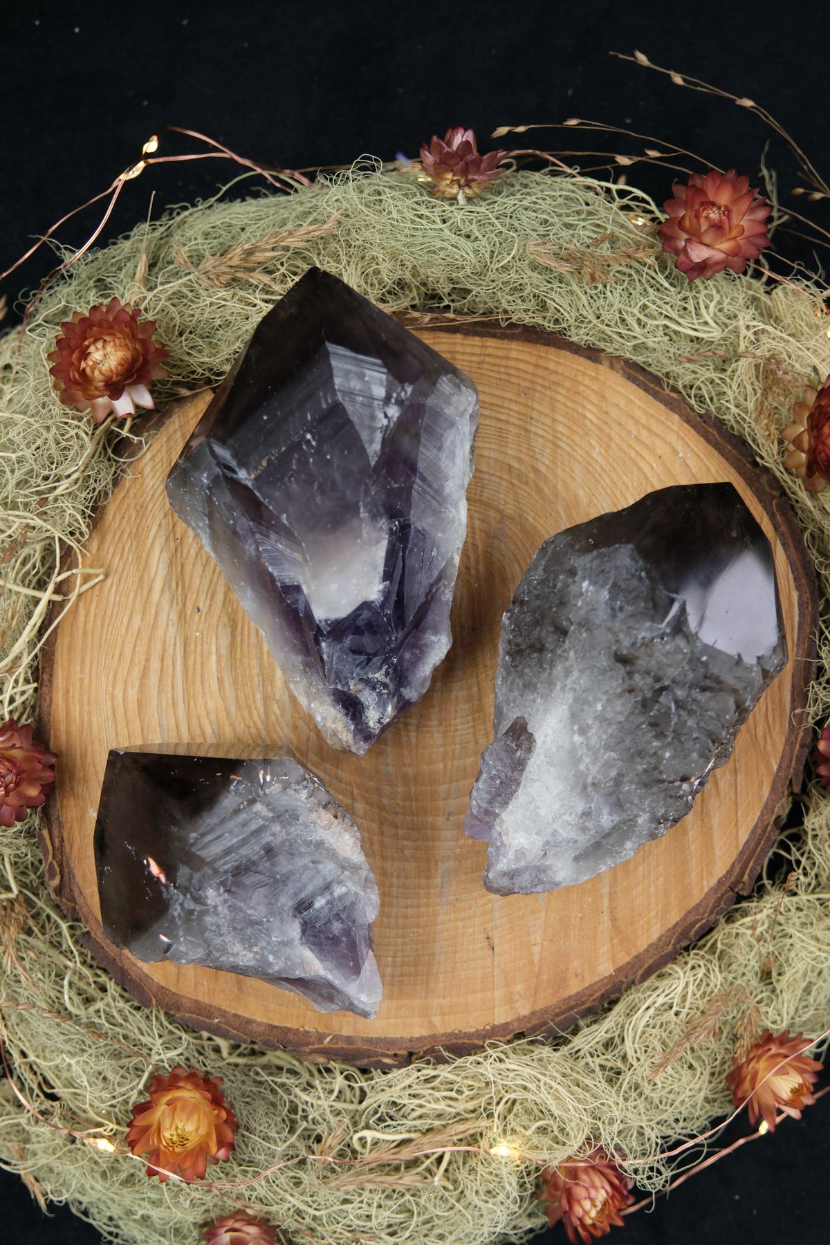 Natural Amethyst & Smokey Quartz Phantom Point