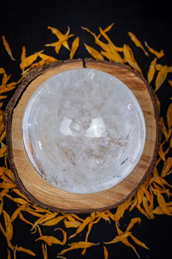 Exceptional Brazilian Quartz Bowl with Rainbows, High Grade Clear Crystal Charging Stone for Jewellery and Healing Work