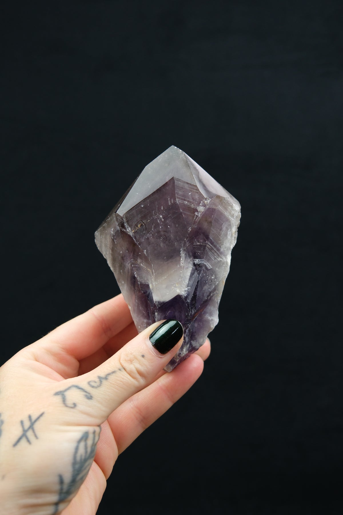 Natural Amethyst & Smokey Quartz Phantom Point