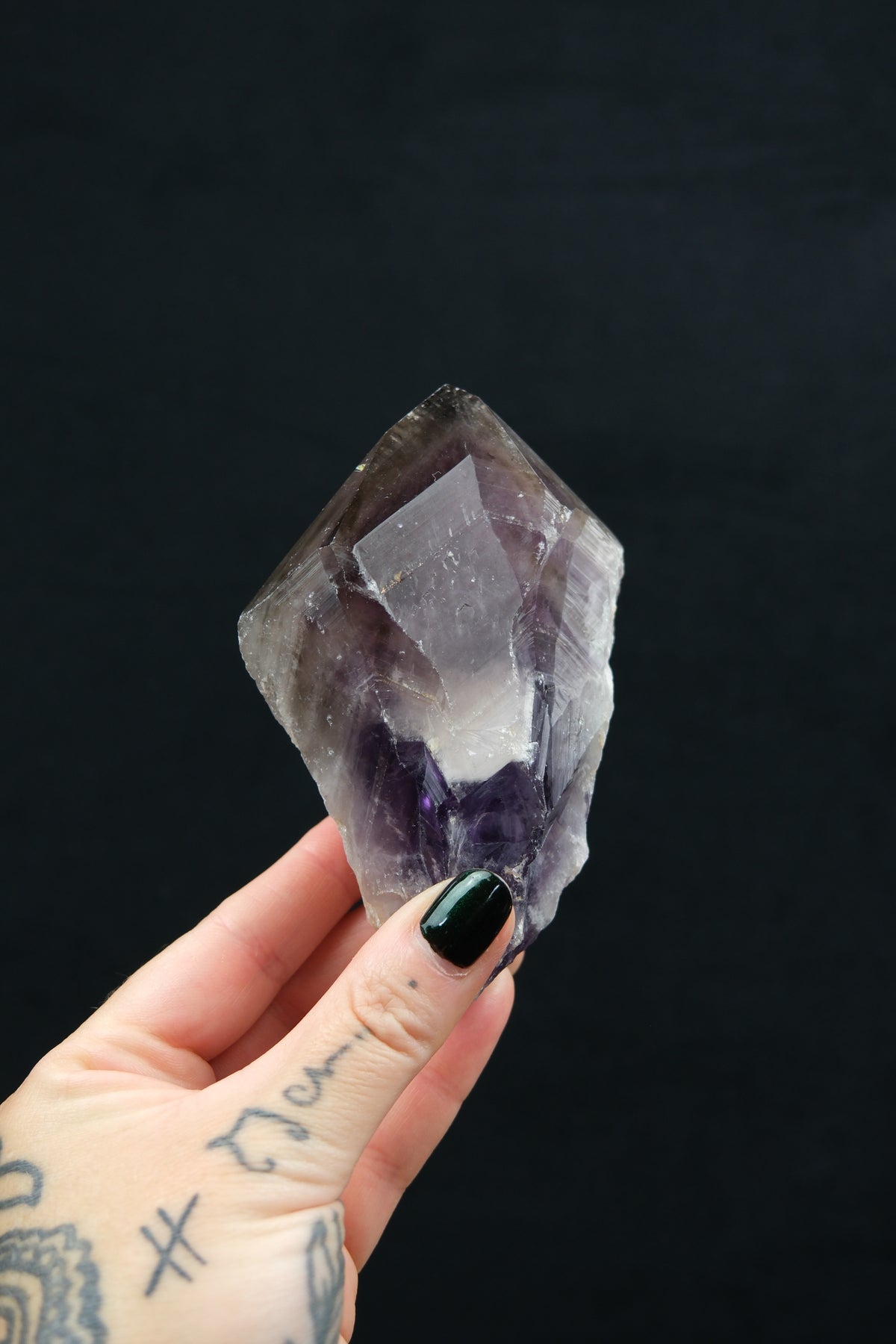 Natural Amethyst & Smokey Quartz Phantom Point
