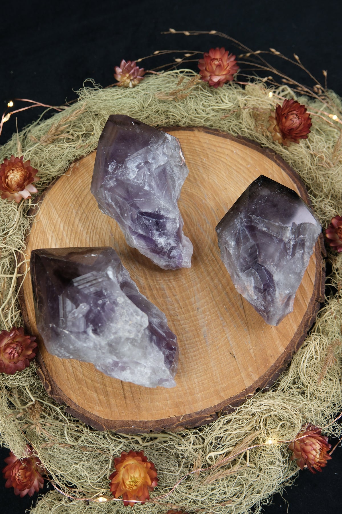 Natural Amethyst & Smokey Quartz Phantom Point