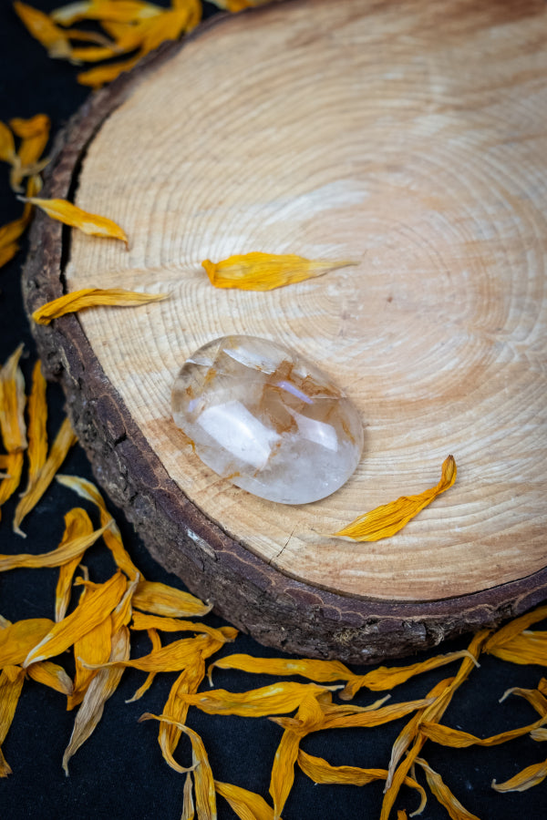 Golden Healer Quartz Cabochon, Polished Crystal Stone for Healing and Energy Alignment, Ethically Sourced from Brazil