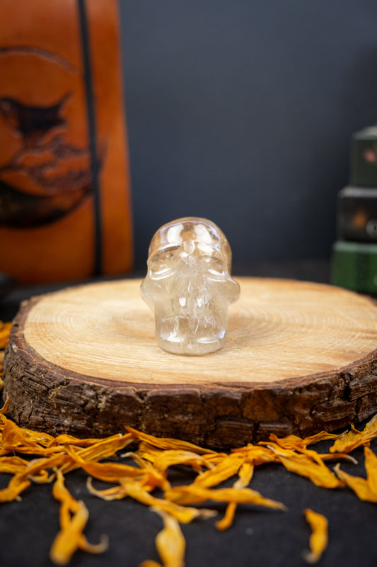 High Grade Smoky Citrine Crystal Skull, Natural Gemstone Carving, Hand Carved Stone Skull for Healing and Energy Work
