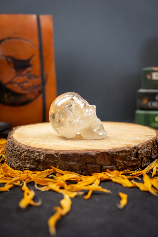 High Grade Smoky Citrine Crystal Skull, Natural Gemstone Carving, Hand Carved Stone Skull for Healing and Energy Work