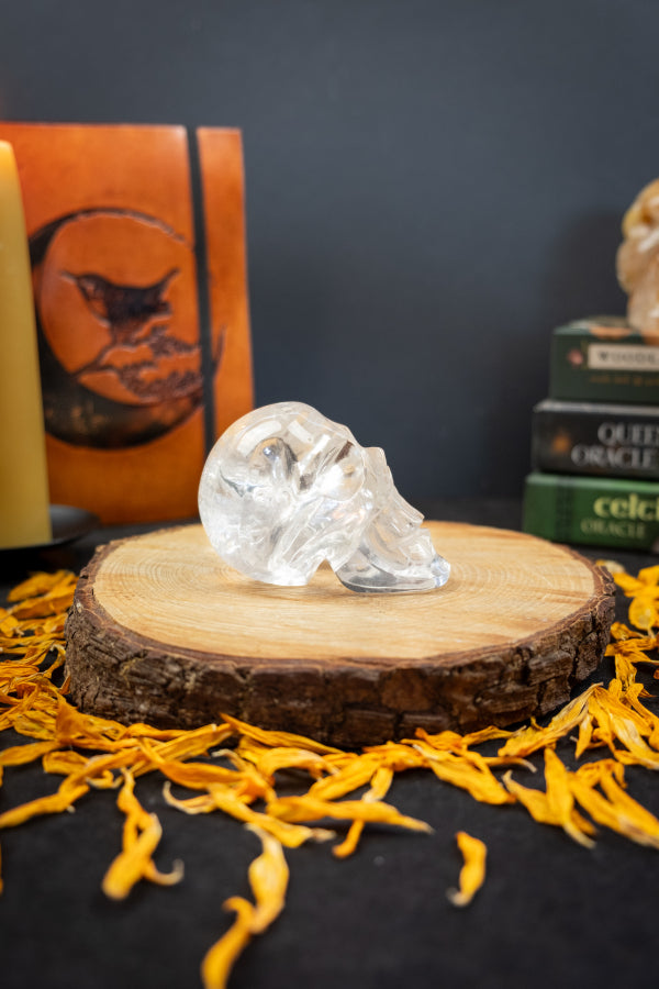Exceptional Brazilian Quartz Crystal Skull, High Clarity, Epic Rainbow Gemstone Carving, Powerful Energy Stone