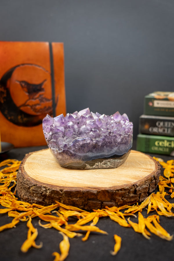 Very Dark Amethyst Crystal Bed Cluster, Natural Gemstone for Healing, Protection, Intuition, Meditation and Spiritual Growth