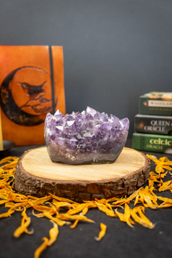 Very Dark Amethyst Crystal Bed Cluster, Natural Gemstone for Healing, Protection, Intuition, Meditation and Spiritual Growth