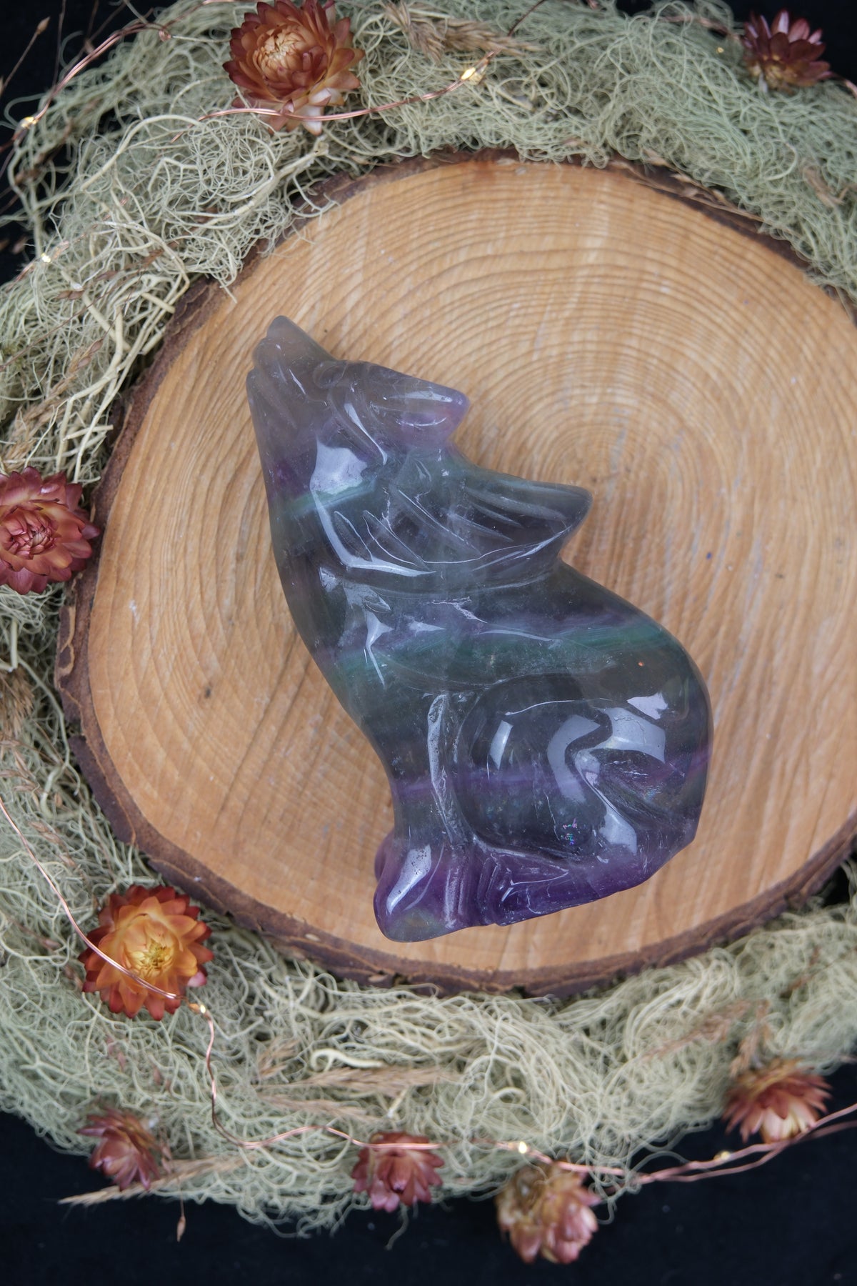 Rainbow Fluorite Wolf