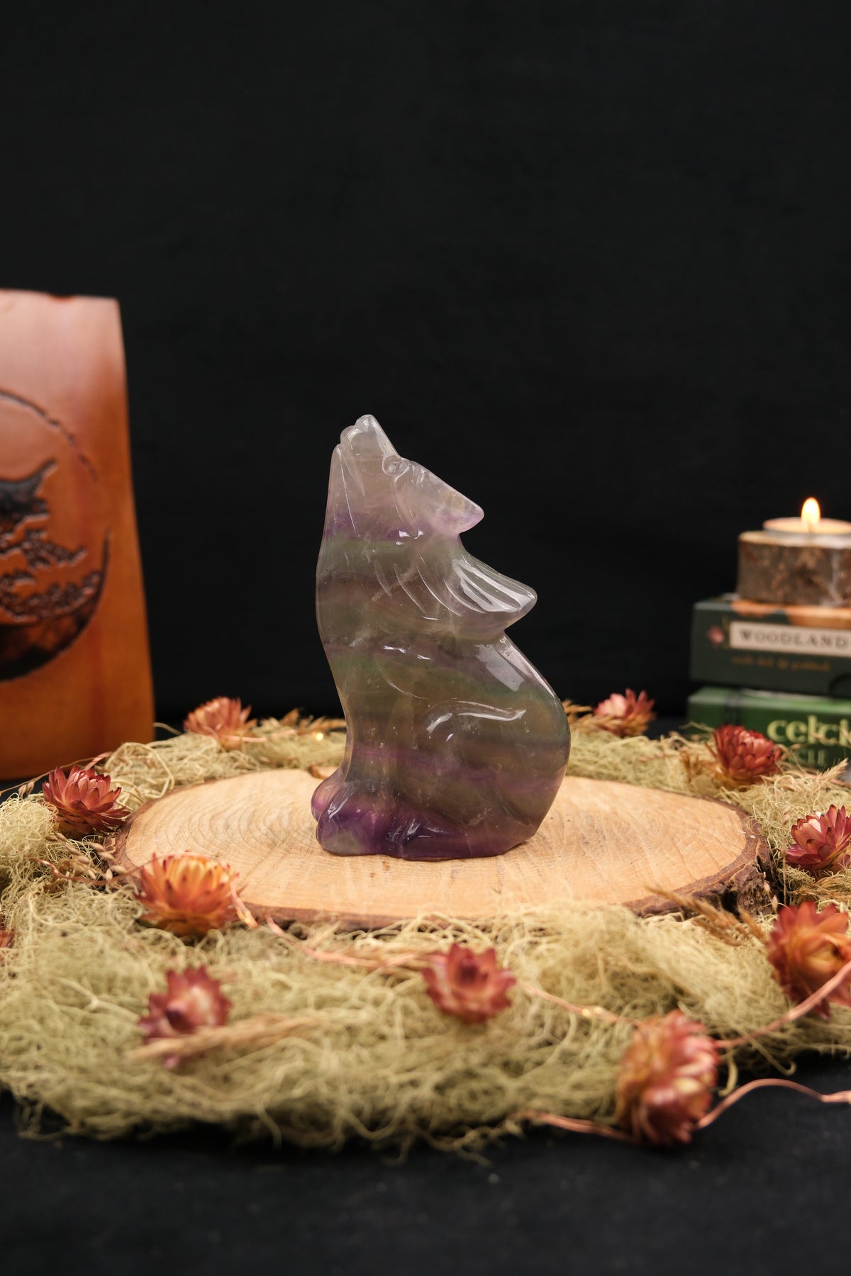 Rainbow Fluorite Wolf