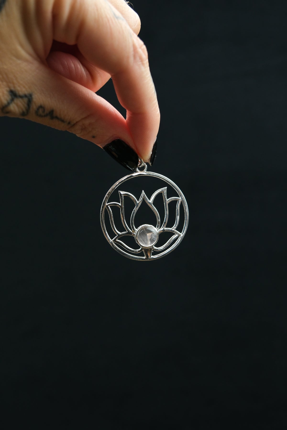 Rose Quartz & Carnelian Lotus Flower Pendant in Sterling Silver
