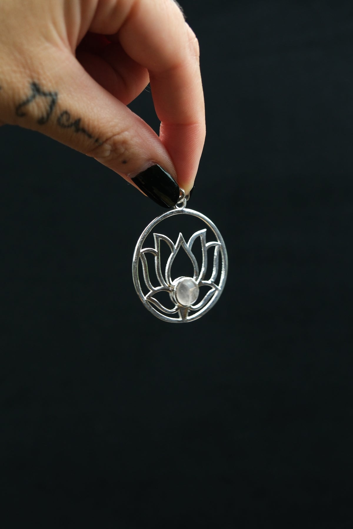 Rose Quartz & Carnelian Lotus Flower Pendant in Sterling Silver