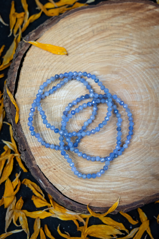 Tanzanite Faceted Gemstone Bracelet 4mm, Genuine Tanzanite Crystal Jewellery, Healing Stone Beaded Bracelet for Spiritual Growth