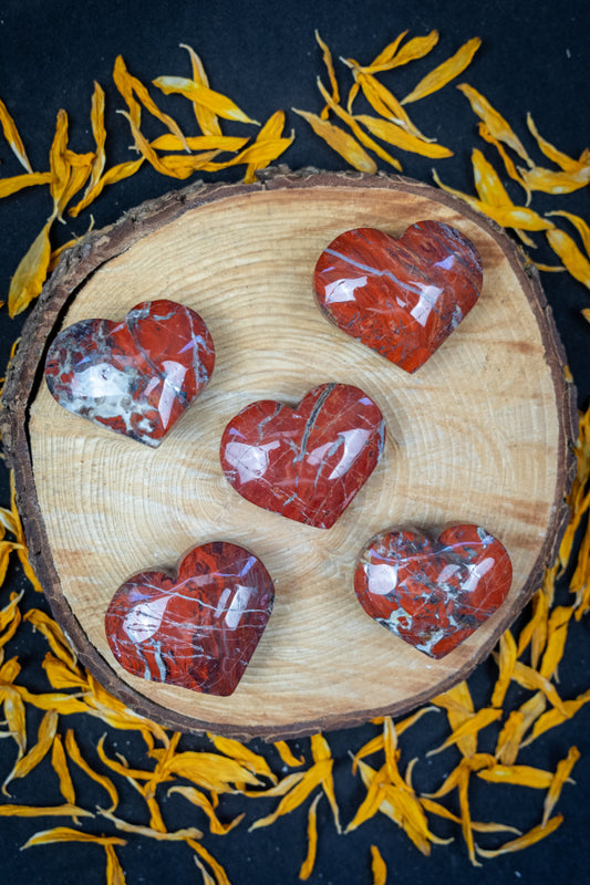 Red Jasper Heart Crystal, Polished Gemstone, Root Chakra Healing Stone, Grounding Energy Crystal, Hand Carved Heart