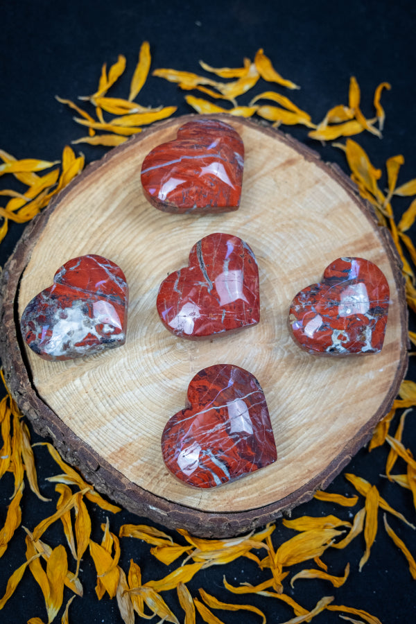 Red Jasper Heart Crystal, Polished Gemstone, Root Chakra Healing Stone, Grounding Energy Crystal, Hand Carved Heart